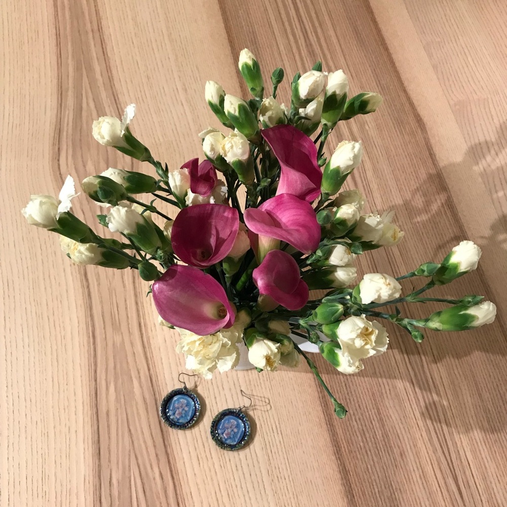 Blue Moon Handpainted Earrings